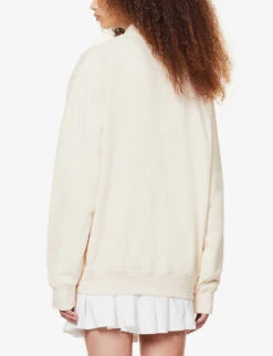 Wellness Slogan-print Cotton-jersey Sweatshirt -Ress Clothing Shop R04068982 CREAMBLUE ALT03