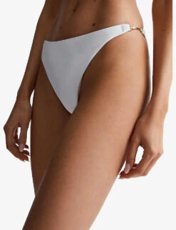 Reiss Alani High-rise Hardware-embellished Stretch-woven Bikini Bottoms -Ress Clothing Shop R04070758 WHITE ALT04