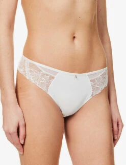 Chantelle Orangerie Scalloped-trim Stretch-lace Mid-rise Briefs -Ress Clothing Shop R04078417 MILK ALT02