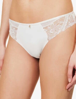 Chantelle Orangerie Scalloped-trim Stretch-lace Mid-rise Briefs -Ress Clothing Shop R04078417 MILK ALT04