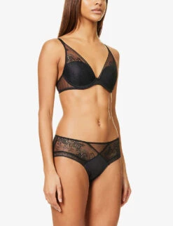 Passionata Maddie Plunge Stretch-lace Bra 8 Passionata Maddie Plunge Stretch-lace Bra -Ress Clothing Shop R04078627 BLACK ALT01