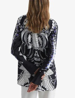 Reiss Rose Abstract-print Woven Shirt -Ress Clothing Shop R04082354 NAVYWHITE ALT03