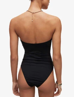 AllSaints Tatum Cut-out Strapless Stretch-woven Swimsuit -Ress Clothing Shop R04085155 BLACK ALT03