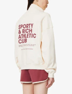 Athletic Club Half-zip Cotton-jersey Sweatshirt -Ress Clothing Shop R04090232 CREAMMERLOT ALT03