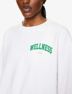 Wellness Slogan-print Cotton-jersey Cropped Jumper -Ress Clothing Shop R04090239 WHITEGRASS ALT04