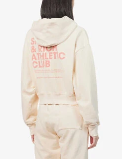 Exercise Often Logo-print Cotton Hoody -Ress Clothing Shop R04090243 CREAMFLAMINGO ALT03