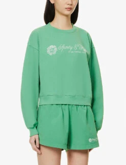 Regal Logo-print Cotton-jersey Sweatshirt 9 Regal Logo-print Cotton-jersey Sweatshirt -Ress Clothing Shop R04090257 VERDEWHITE ALT02