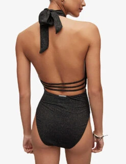 AllSaints Eleanor Halter-neck Swimsuit -Ress Clothing Shop R04090569 BLACKGOLD ALT03