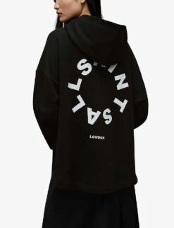 AllSaints Etienne Tierra Oversized Organic Cotton And Recycled-polyester-blend Hoody -Ress Clothing Shop R04096154 BLACK ALT03