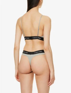 Calvin Klein 1996 Branded-underband Stretch-cotton Blend Bralette 10 Calvin Klein 1996 Branded-underband Stretch-cotton Blend Bralette -Ress Clothing Shop R04096759 GREYHEATHER ALT03