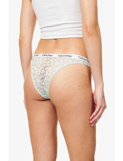 Calvin Klein Carousel Logo-waistband Stretch-lace Brazilian Briefs -Ress Clothing Shop R04097656 AQUABLUE ALT03