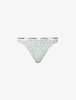 Calvin Klein Carousel Logo-waistband Stretch-lace Brazilian Briefs