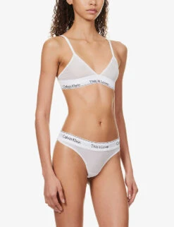 Calvin Klein This Is Love Cotton-blend Triangle Bra -Ress Clothing Shop R04097674 WHITE ALT02