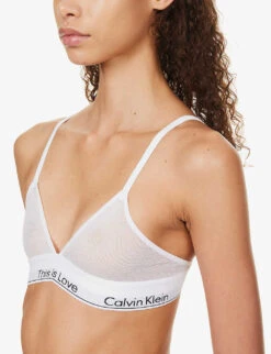 Calvin Klein This Is Love Cotton-blend Triangle Bra -Ress Clothing Shop R04097674 WHITE ALT04