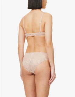 Calvin Klein Sheer Marquisette Floral-embroidered Stretch-lace Bra -Ress Clothing Shop R04097676 CEDAR ALT03