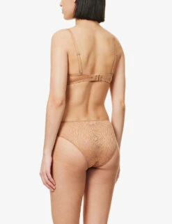 Calvin Klein Sheer Marquisette Floral-embroidered Recycled Nylon-blend Lace Bra 10 Calvin Klein Sheer Marquisette Floral-embroidered Recycled Nylon-blend Lace Bra -Ress Clothing Shop R04097680 SANDALWOOD ALT03