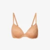 Calvin Klein Sheer Marquisette Floral-embroidered Recycled Nylon-blend Lace Bra 1 Calvin Klein Sheer Marquisette Floral-embroidered Recycled Nylon-blend Lace Bra -Ress Clothing Shop R04097680 SANDALWOOD M