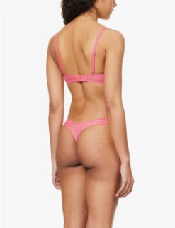 Calvin Klein Marquisett Brand-print Stretch-mesh T-shirt Bra 10 Calvin Klein Marquisett Brand-print Stretch-mesh T-shirt Bra -Ress Clothing Shop R04097683 CERISELIPSTICK ALT03