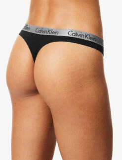 Calvin Klein Radiant Branded-waistband Pack Of Three Stretch-cotton Thongs -Ress Clothing Shop R04097712 BLACKWHITEORANGE ALT03