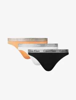 Calvin Klein Radiant Branded-waistband Pack Of Three Stretch-cotton Thongs