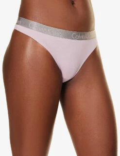 Calvin Klein Radiant Mid-rise Stretch-cotton Thong -Ress Clothing Shop R04097713 HAPPYPURPLE ALT02