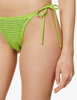 SELF PORTRAIT Hot Fix Sequin-embellished Mid-rise Bikini Bottoms 11 SELF PORTRAIT Hot Fix Sequin-embellished Mid-rise Bikini Bottoms -Ress Clothing Shop R04098652 GREEN ALT04