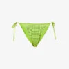 SELF PORTRAIT Hot Fix Sequin-embellished Mid-rise Bikini Bottoms 1 SELF PORTRAIT Hot Fix Sequin-embellished Mid-rise Bikini Bottoms -Ress Clothing Shop R04098652 GREEN M