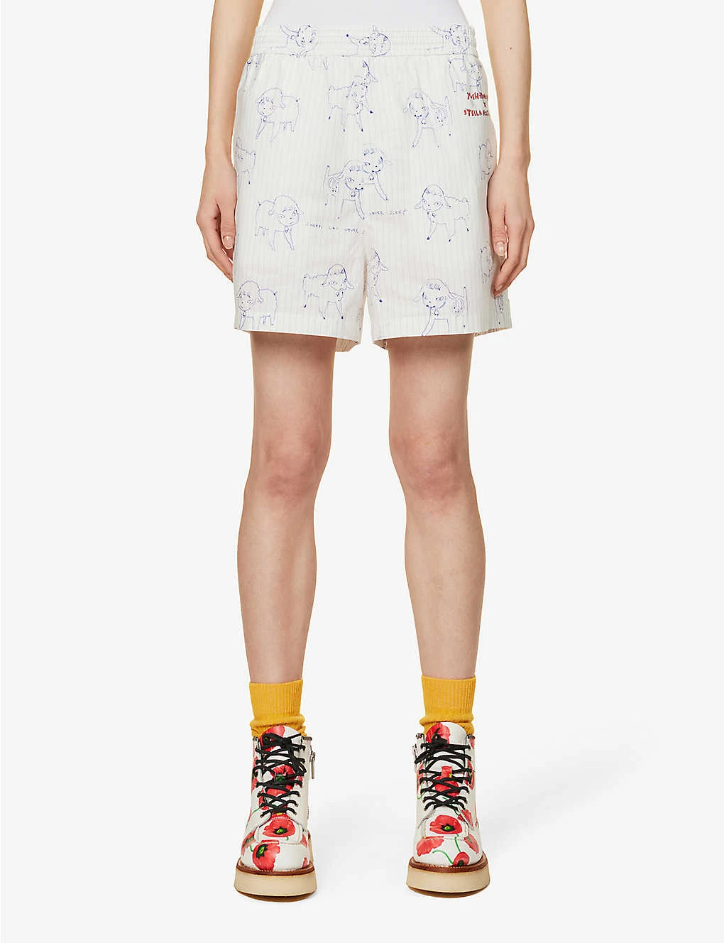 Yoshitomo Nara X Stella McCartney Graphic-print Cotton-poplin Shorts 5 Yoshitomo Nara X Stella McCartney Graphic-print Cotton-poplin Shorts - Image 3