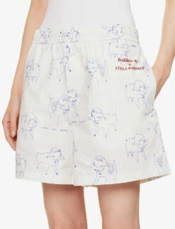 Yoshitomo Nara X Stella McCartney Graphic-print Cotton-poplin Shorts 11 Yoshitomo Nara X Stella McCartney Graphic-print Cotton-poplin Shorts -Ress Clothing Shop R04099325 MULTICOLOR ALT04