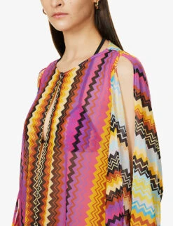 Missoni Zig Zag-print Semi-sheer Stretch-woven Kaftan 11 Missoni Zig Zag-print Semi-sheer Stretch-woven Kaftan -Ress Clothing Shop R04100188 BK023KMULTICOLOR ALT04