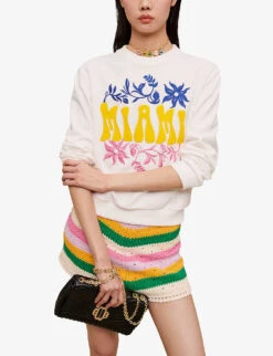 Maje Graphic-print Woven Sweatshirt -Ress Clothing Shop R04101942 BLANC ALT02