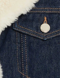 CLAUDIE PIERLOT Vague Faux-shearling Trimmed Denim Jacket -Ress Clothing Shop R04103342 DENIMJEAN ALT04