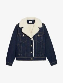 CLAUDIE PIERLOT Vague Faux-shearling Trimmed Denim Jacket