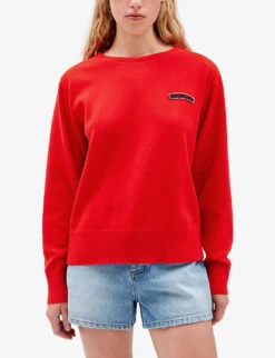 CLAUDIE PIERLOT Myred Logo-embroidered Cotton Jumper -Ress Clothing Shop R04103382 ROUGES ALT02