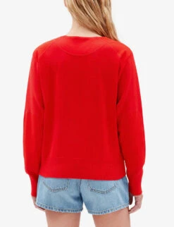 CLAUDIE PIERLOT Myred Logo-embroidered Cotton Jumper -Ress Clothing Shop R04103382 ROUGES ALT03