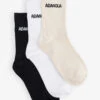 Branded Pack Of Three Bamboo-blend Knitted Socks -Ress Clothing Shop R04104660 CREAMBLACKWHITE M