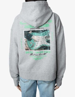 Zadig & Voltaire Mia Graphic-print Cotton-blend Hoody 10 Zadig & Voltaire Mia Graphic-print Cotton-blend Hoody -Ress Clothing Shop R04109045 GRISCHINE ALT03