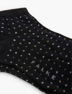 Falke Multi-spot Ankle-rise Stretch-cotton Blend Socks -Ress Clothing Shop R04110395 BLACK ALT01