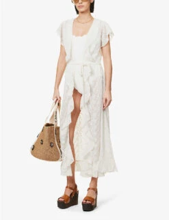 Melissa Odabash Brianna Frilled-trim Woven Midi Dress -Ress Clothing Shop R04111502 WHITE ALT01