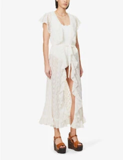 Melissa Odabash Brianna Frilled-trim Woven Midi Dress -Ress Clothing Shop R04111502 WHITE ALT02