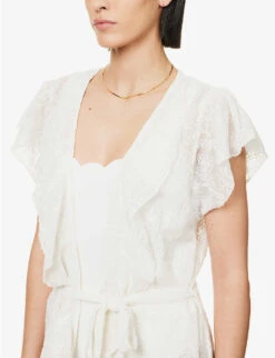 Melissa Odabash Brianna Frilled-trim Woven Midi Dress -Ress Clothing Shop R04111502 WHITE ALT04