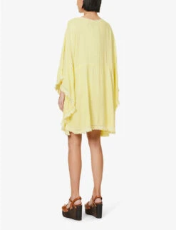 Melissa Odabash Isabelle Fringed-trim Woven Kaftan -Ress Clothing Shop R04111522 YELLOWWHITE ALT03