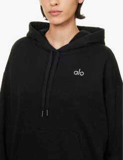 Accolade Kangaroo-pocket Cotton-blend Hoody -Ress Clothing Shop R04111671 BLACK ALT04