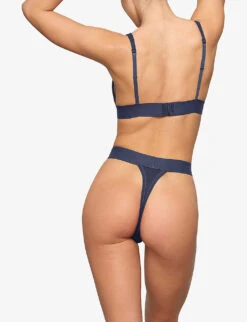 Logo-patch High-rise Stretch-cotton Thong -Ress Clothing Shop R04118231 NAVY ALT03