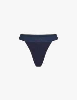 Logo-patch High-rise Stretch-cotton Thong