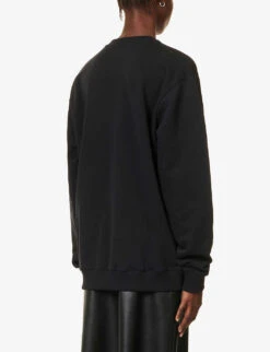 Christopher Kane Goodbye Crystal-embellished Organic-cotton Sweatshirt -Ress Clothing Shop R04118393 BLACK ALT03