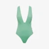 Reiss Orla Plunge-neck Swimsuit -Ress Clothing Shop R04120621 SEAFOAM M