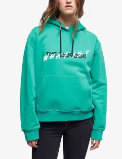 THE KOOPLES What Is?-print Cotton-fleece Hoody -Ress Clothing Shop R04121891 GRN01 ALT02