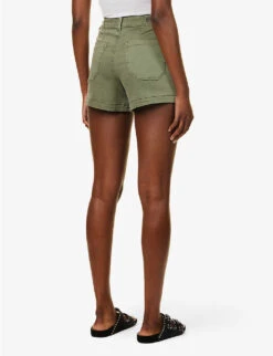 Paige Crush Mid-rise Stretch Cotton-blend Shorts -Ress Clothing Shop R04123063 VINTAGEIVYGREEN ALT03