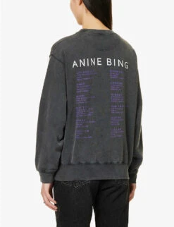 ANINE BING Ramona Stardust Graphic-print Organic-cotton Sweatshirt 10 ANINE BING Ramona Stardust Graphic-print Organic-cotton Sweatshirt -Ress Clothing Shop R04123624 WASHEDBLACK ALT03